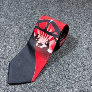 American Traditions Mens Nativity Scene Christmas Tie Red Black Religious Manger